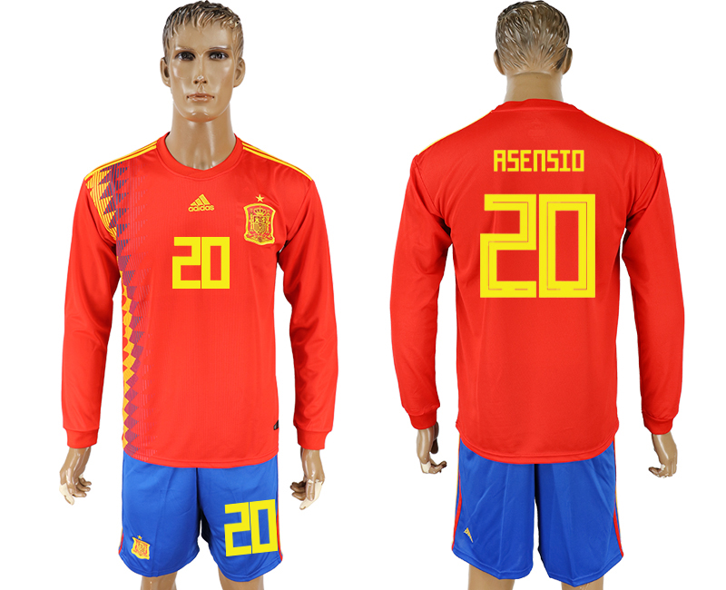 Maillot de foot SPAIN LONG SLEEVE SUIT #20 ASENSIO  2018 FIFA WO
